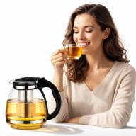 DZBANEK SZKLANY Z ZAPARZACZEM 2L CZAJNIK DO HERBATY SITKO FILTR ZAPARZACZ