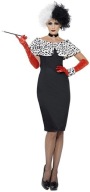 CRUELLA DE MOON MADAM EVIL Strój Kostium Przebranie CRUELLI M M/L + PERUKA