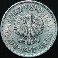 1 złoty 1957 - ładny egzemplarz - RZADKIE