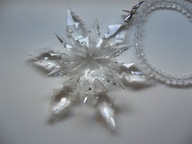 DUŻA SZKLANA ZAWIESZKA ŁAPACZ SŁOŃCA ŚNIEŻYNKA ŚWIĘTA