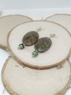 Jaspis ....Srebrne kolczyki z jaspisu p.925 z agatem tybetań.