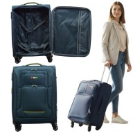 WALIZKA PODRÓŻNA MATERIAŁOWA TURYSTYCZNA ŚREDNI TWARDA NA 4 KOŁACH KOLORY