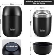 Termos Obiadowy 450 ml Ze Stali Nierdzewnej Z Łyżką – Ciepło 12h! Szary