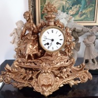 Zegar kominkowy/figuralny z funkcją wyb. godzin Japy Freres z około 1860r.