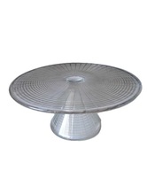 Szklana patera z podstawą na ciasto / tort | vintage / PRL