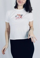 Z A R A t-shirt babytee y2k nadruk print aniołki cherubinki biały aniołek
