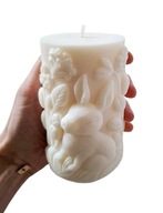 Świeczki sojowe na Wielkanoc, świeczka z zajączkiem, duża świeca kolumna