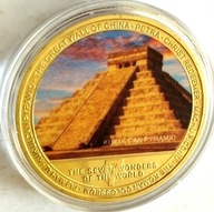PIRAMIDA KUKULCAN, 7 CUDÓW ŚWIATA,PIĘKNY NUMIZMAT, 40 MM, PROOF !!!