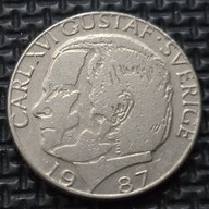 *SZWECJA [0080]*1 korona 1987 (SVERIGE) Król Karol XVI Gustaw, Herb, Korona