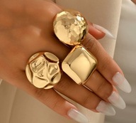 Pierścionek pierścionki komplet 3 sztuk zestaw biżuteria regulowane duże