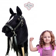 ZESTAW HOBBY HORSE IKAR DUŻY (KOŃ NA PATYKU) +OGŁOWIE CZARNE+WODZE+JABŁKO