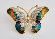 BROSZKA STAL POZŁACANA CYRKONIE EMALIA MOTYL