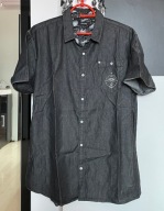 X Koszula cienki jeans bawełna kieszeń napisy czerń melanż duża 2Xl