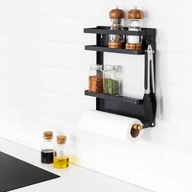 MAGNETYCZNY REGAŁ PÓŁKA NA LODÓWKĘ WISZĄCY ORGANIZER CZARNY 27X32CM