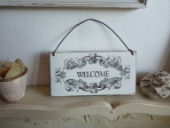 TABLICZKA OBRAZEK,DESKA ZAWIESZKA,WELCOME SHABBY CHIC