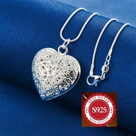 Srebrny Naszyjnik 925 – Ażurowe Serce 3,5 cm | 50 cm