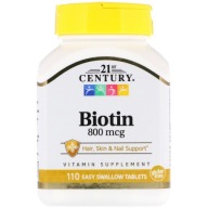 Suplement diety 21st Century Biotin 800 mcg biotyna tabletki 110 szt.