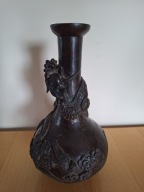 Wazon brąz z dekoracją rzeźbiarską, smok i ptaki Azja południowo-wschodnia