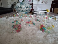 ZESTAW KUBKÓW TERMICZNYCH 3D SUSZONYMI KWIATAMI PODWÓJNE DNO KOLOROWE