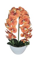Sztuczny Storczyk w Doniczce pomarańczowy Dwa Pędy Orchidea Jak Żywa