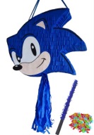 Piniata Sonic the Hedgehog/ Jeż Błyskawica. XXL. Zestaw z kijem i konfetti.