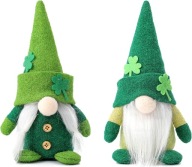 ZESTAW 2 SKRZATÓW WIOSENNYCH IRLANDZKICH ZIELONE FIGURKI DEKORACYJNE