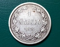 1 MARKKA 1874 , lit.S , Finlandia- carska Rosja, Ag.