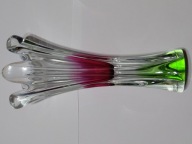 Wazon w stylu Murano zielono/różowy duży (A7)