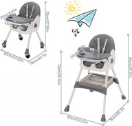 Krzesełko dla niemowląt 3 w 1, fotelik z wyjmowanym talerzem Regulowane