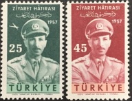 Turcja 1957 Znaczki 1524-5 ** wizyta Afganistan król