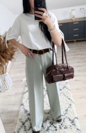 Spodnie z kantem z szerokimi nogawkami wide leg 40 L