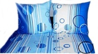 pościel z bawełny 200x220 + 2x70x80 zamek B 110-1 kółka niebieskie