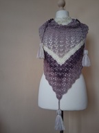 Chusta ręcznie robiona na szydełku, szer. 150cm x wys. 80cm,wełna, K2