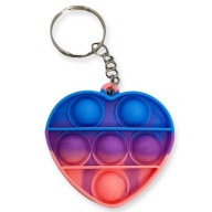 Brelok Antystresowy POP IT Zawieszka SERCE DO KLUCZY Kolorowy Niebieski