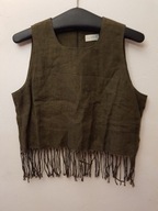 LA STRADA BLUZKA BLUZECZKA TOP LEN LNIANA FRĘDZLE