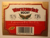 ETYKIETA - BROWAR KONSTANCIN - Warszawiak MOCNY - Pasteryzowane Piwo Jasne