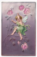 Elf dziecko Róże z adamaszku materiał ok.1905r. LITOGRAFIA Grubo Tłoczona