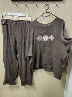 Komplet damski lniany, spodnie i bluzka r. Uni Lamya Italy Czekolada !!!