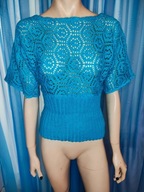 Sweterek narzutka nietoperz turkusowy uniwersalny (12)