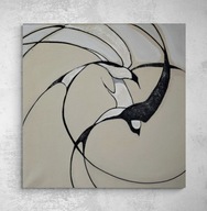 Obraz na płótnie ręcznie malowany akrylami Jaskółki abstrakcja 40x40