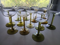 STARE KIELISZKI DO WINA SECESJA WYSOKIE ZIELONA NÓŻKA 16,5 cm komplet 12szt