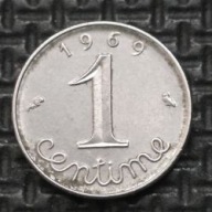 *FRANCJA [0124]*1 centym 1 CENTIME 1969 Piąta Republika, Kłosy Republika