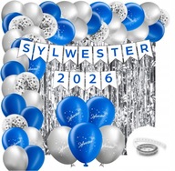 Zestaw Balony sylwestrowe SYLWESTER 2026 Baner Kurtyna NEW YEAR NOWOROCZNE