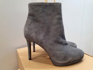 BOTKI Szare 100% Skóra Zamszowa ZARA 10 cm r. 39