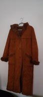 Vintage retro Brązowe sztuczne futro maxi z korzuszkiem wewnątrz 40