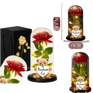 WIECZNA RÓŻA W SZKLE PREZENT NA WALENTYNKI ŚWIECĄCA LAMPKA LED DLA NIEJ