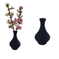 Wazon spiralny na suche kwiaty / LEGO - Czarny satyna, nietłukący 16cm