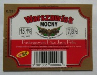ETYKIETA PIWO JASNE PEŁNE WARSZAWIAK MOCNY BROWAR KONSTANCIN