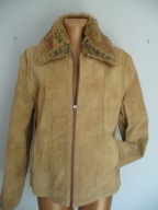 KURTKA bezowa ZAMSZ NATURALNY 100% 40 42