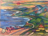 7765) IMPRESJONIZM STARY PASTEL - KRAJOBRAZ